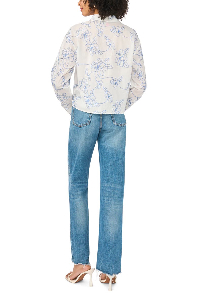 Floral Embroidered Cropped Shirt, Alternate, color, NEW IVORY