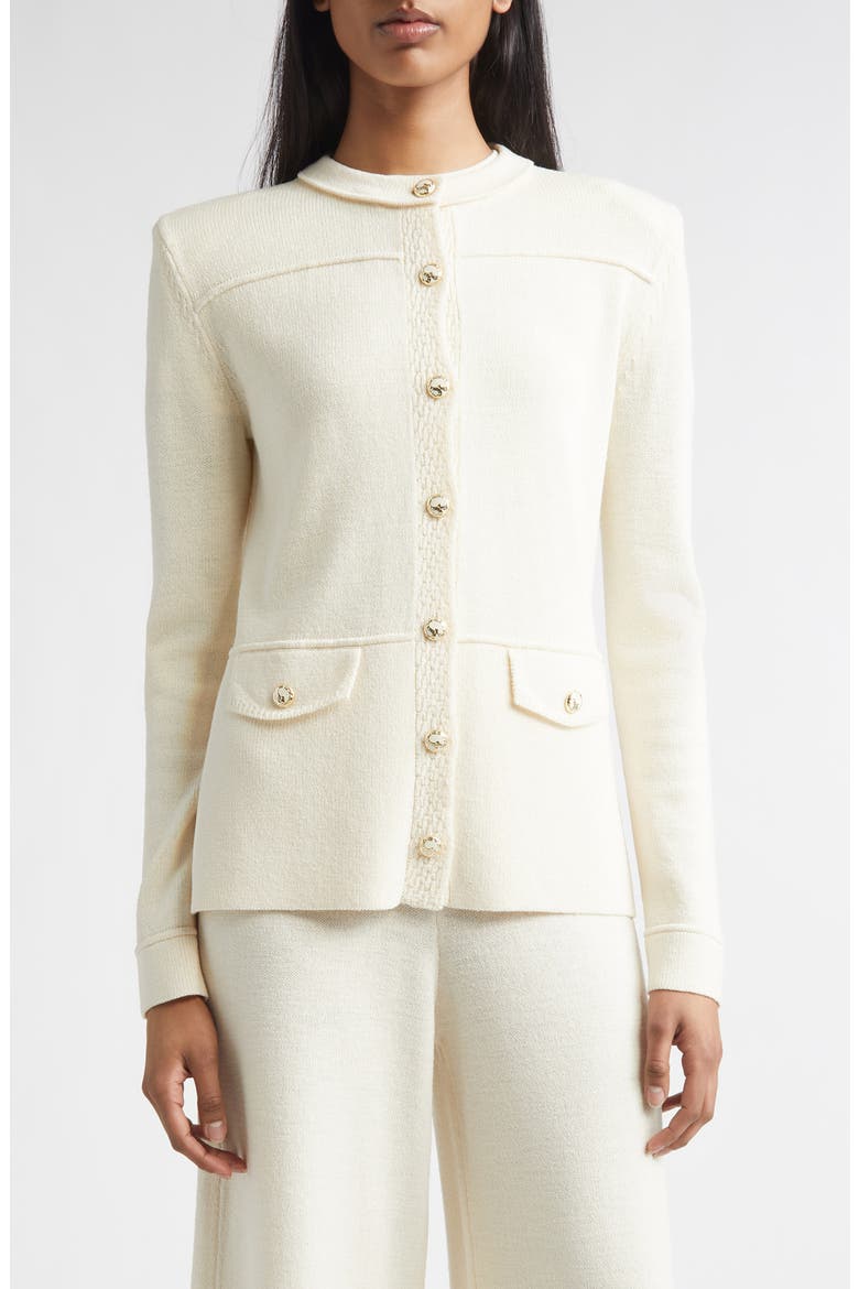 Courtney Legacy Crepe Knit Jacket, Main, color, ECRU