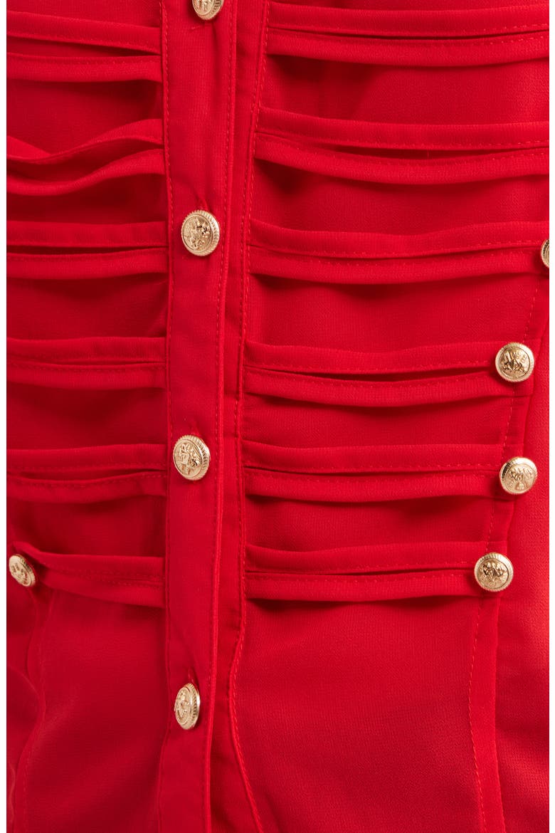 Jameson Button Embellished Semisheer Top, Alternate, color, RED
