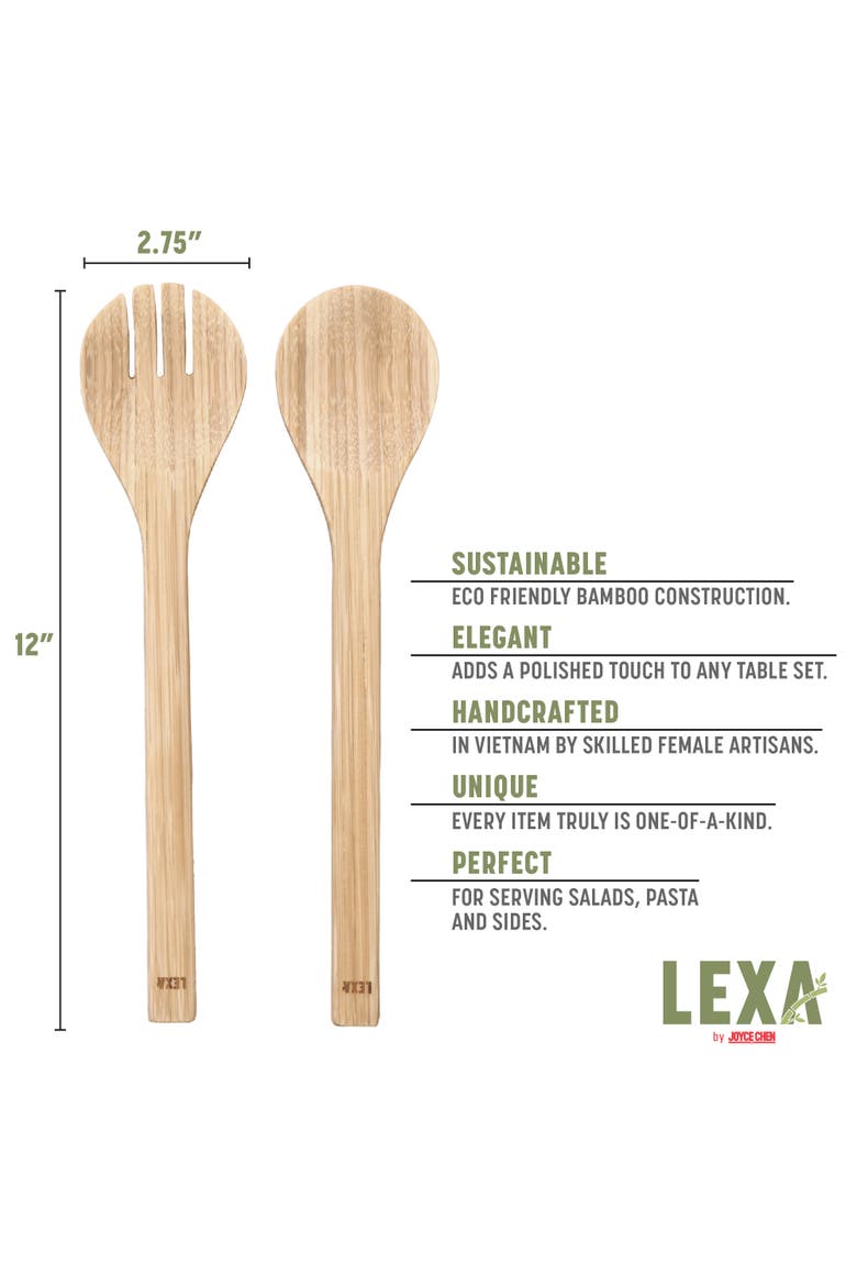Salad Utensil Set, 12 Inch, Alternate, color, Natural