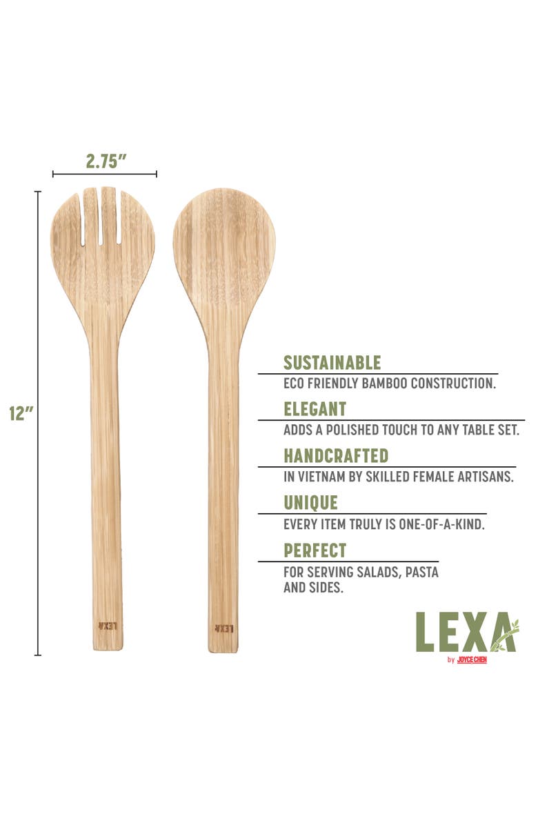 Lexa Salad Utensil Set, 12 Inch, Alternate, color, Natural