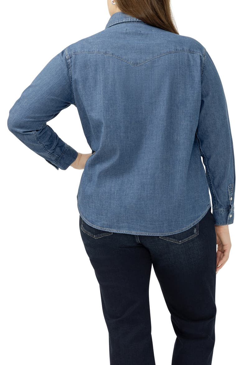 Cotton Blend Denim Snap-Up Western Shirt, Alternate, color, CANARY