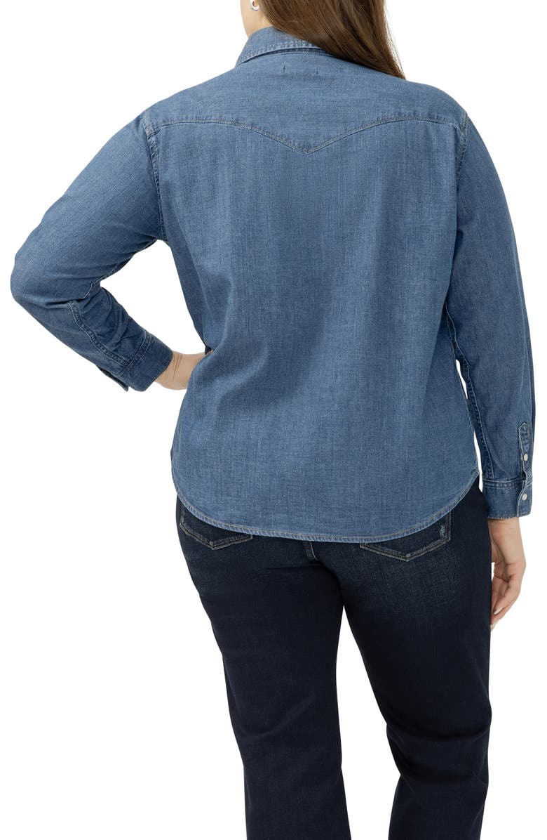 Silver Jeans Co. Cotton Blend Denim Snap-Up Western Shirt, Alternate, color, Canary