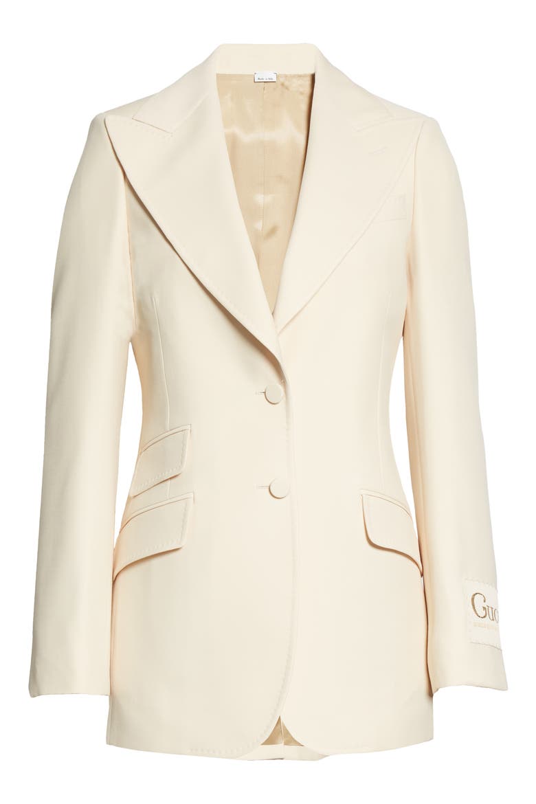 Original Label Silk & Wool Cady Crepe Blazer, Alternate, color, GARDENIA/ MIX