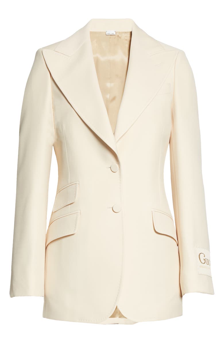 Gucci Original Label Silk & Wool Cady Crepe Blazer, Alternate, color, 