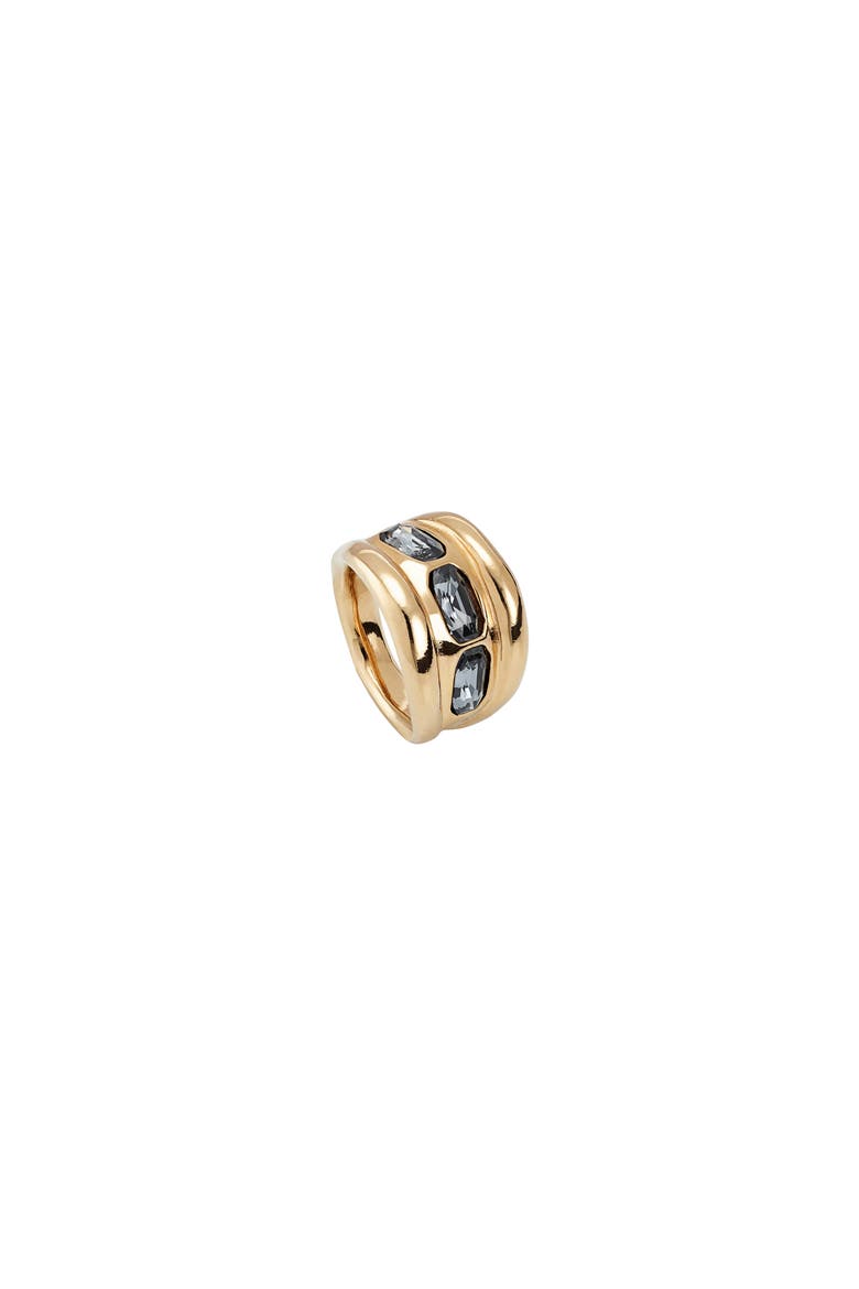Triple Grey Crystal Ring, Alternate, color, Gold