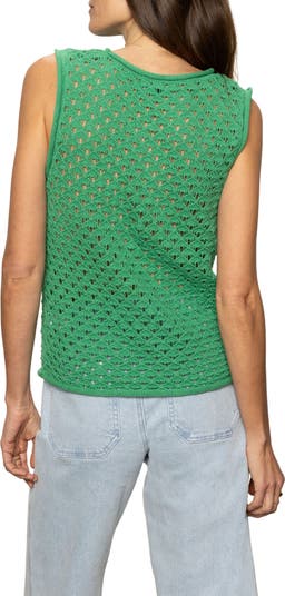 Open Stitch Sleeveless Cotton Sweater