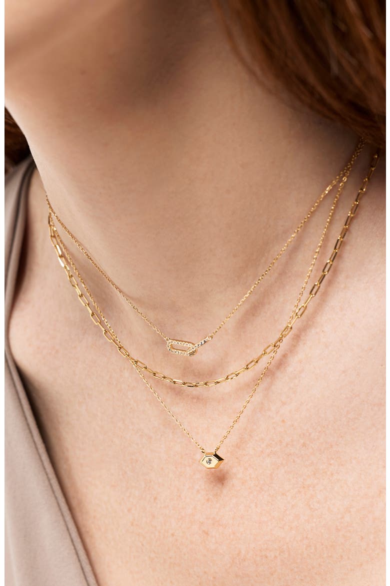 Walker Hexagonal Pendant Necklace, Alternate, color, GOLD