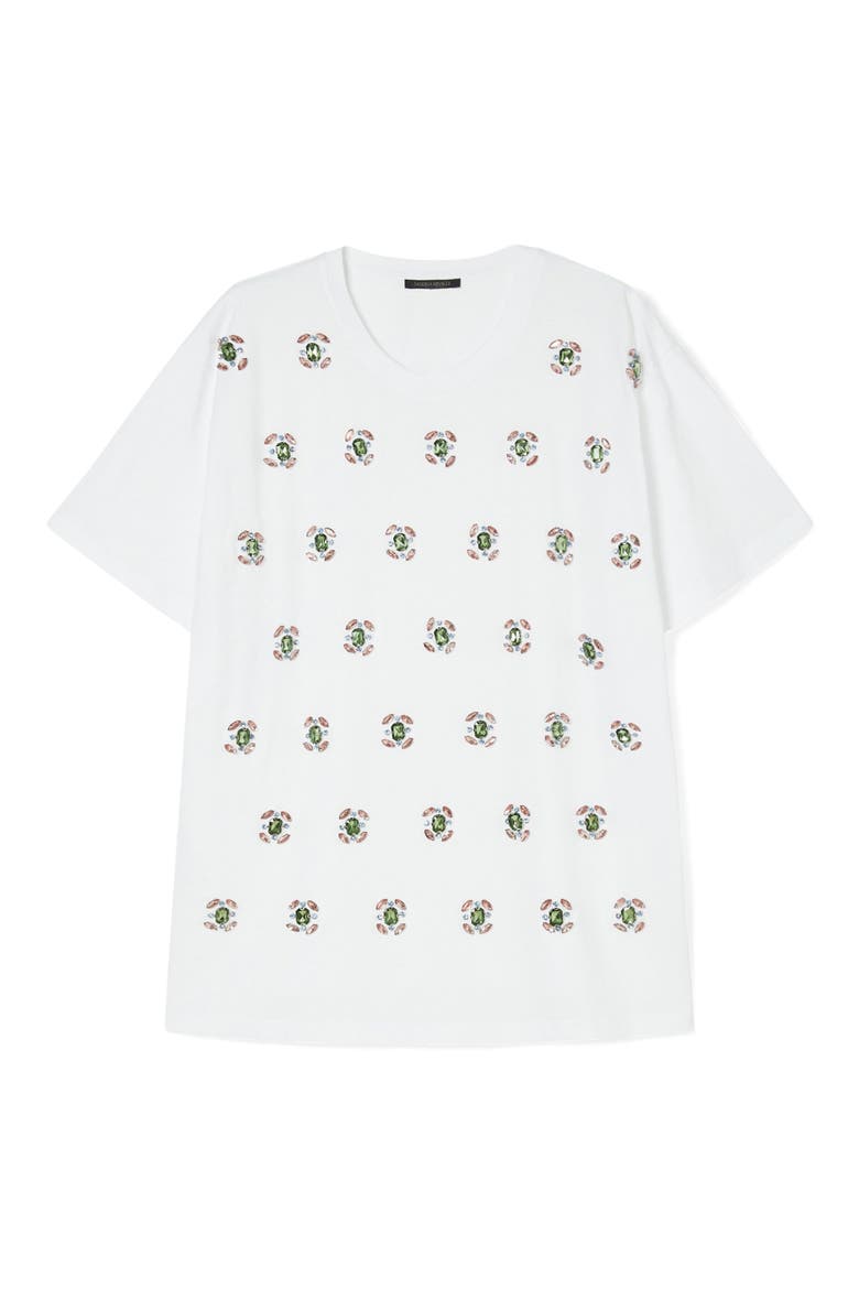 Reed Embellished Cotton T-Shirt, Alternate, color, OPTICAL WHITE