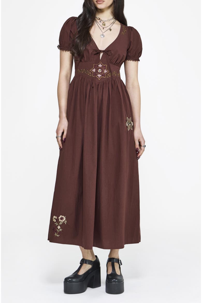 Arianwen Embroidered Midaxi Dress, Alternate, color, Red