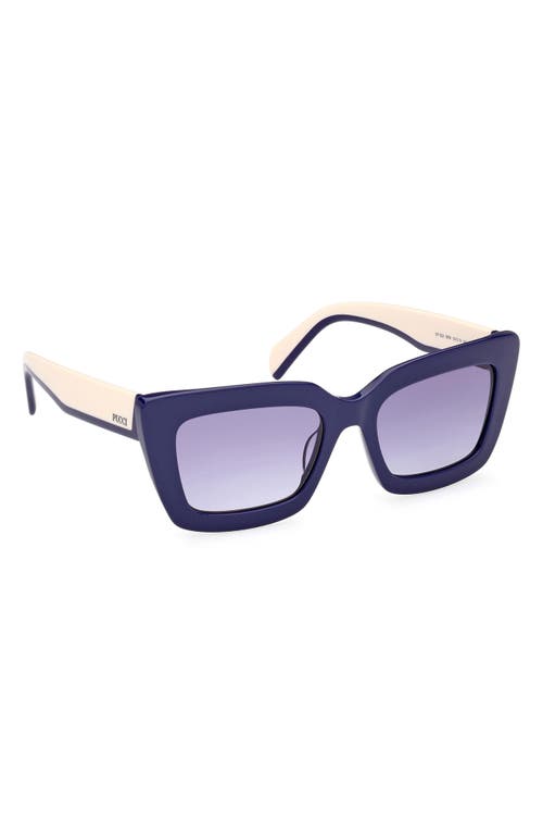 Pucci Women's Shiny Blue & Ivory Squared Cat-eye Sunglasses In Purple
