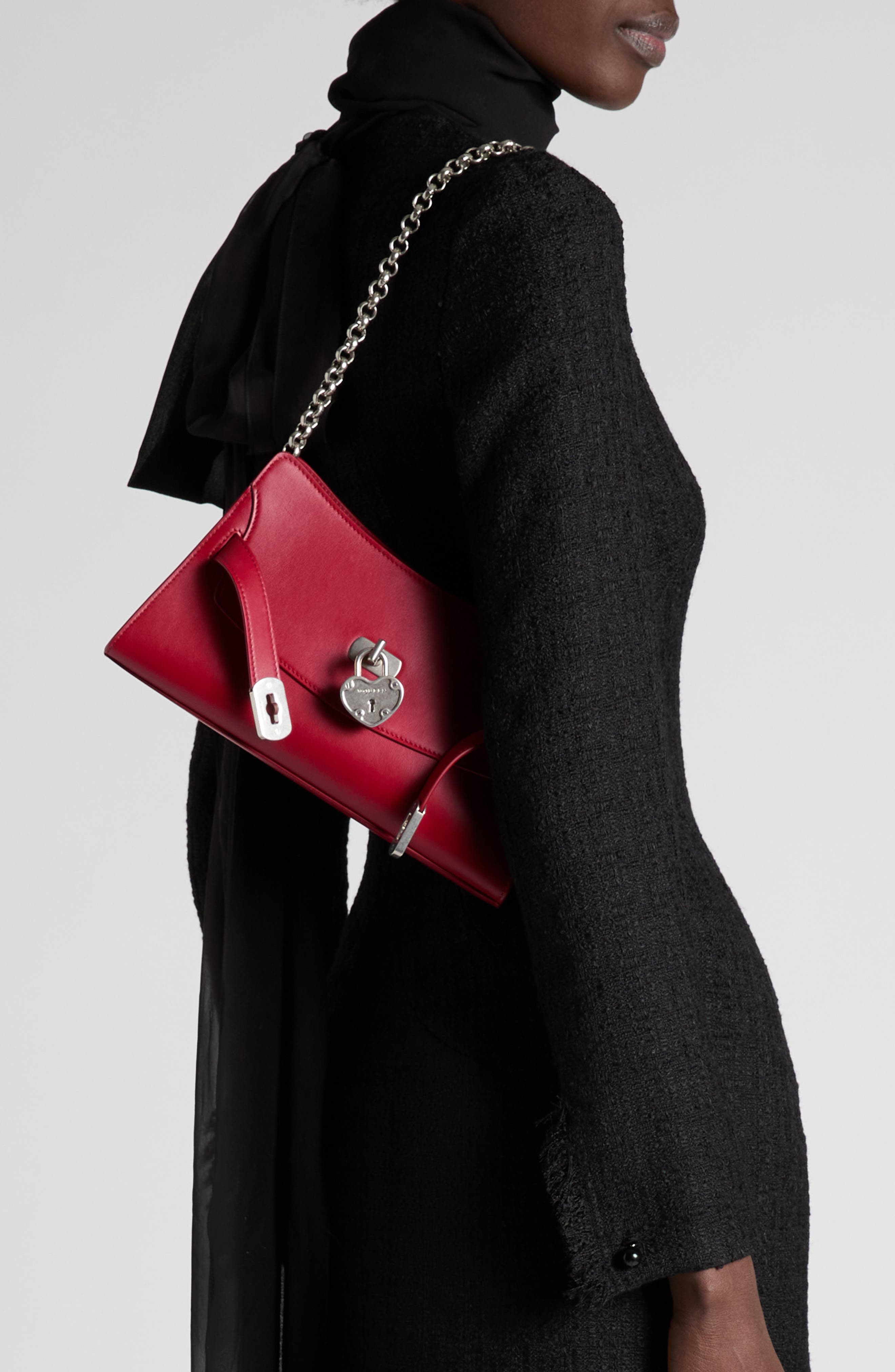 Mini Locke Leather Shoulder Bag, Alternate, color, POWDER