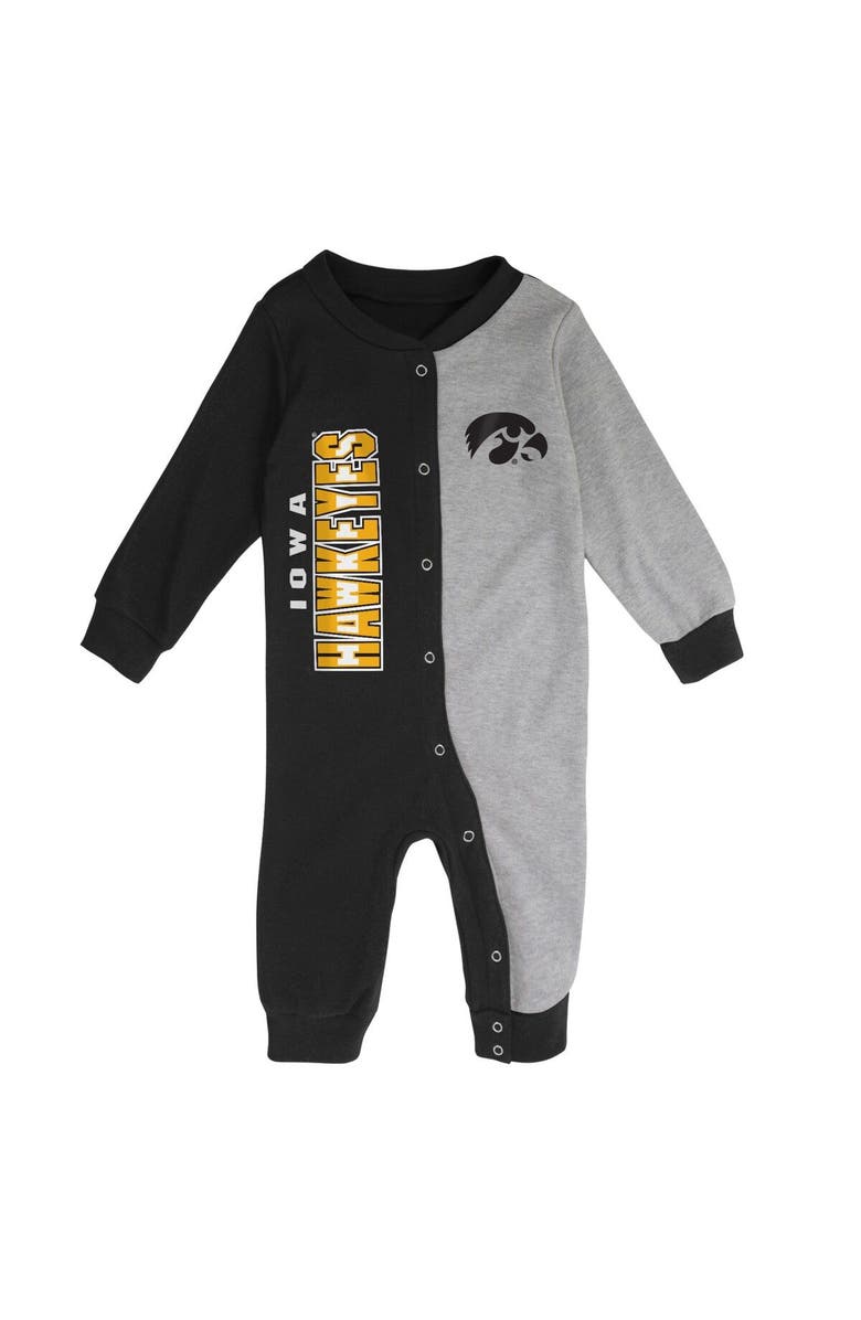 Outerstuff Infant Black/Heather Gray Iowa Hawkeyes Halftime Two-Tone Sleeper, Alternate, color, 