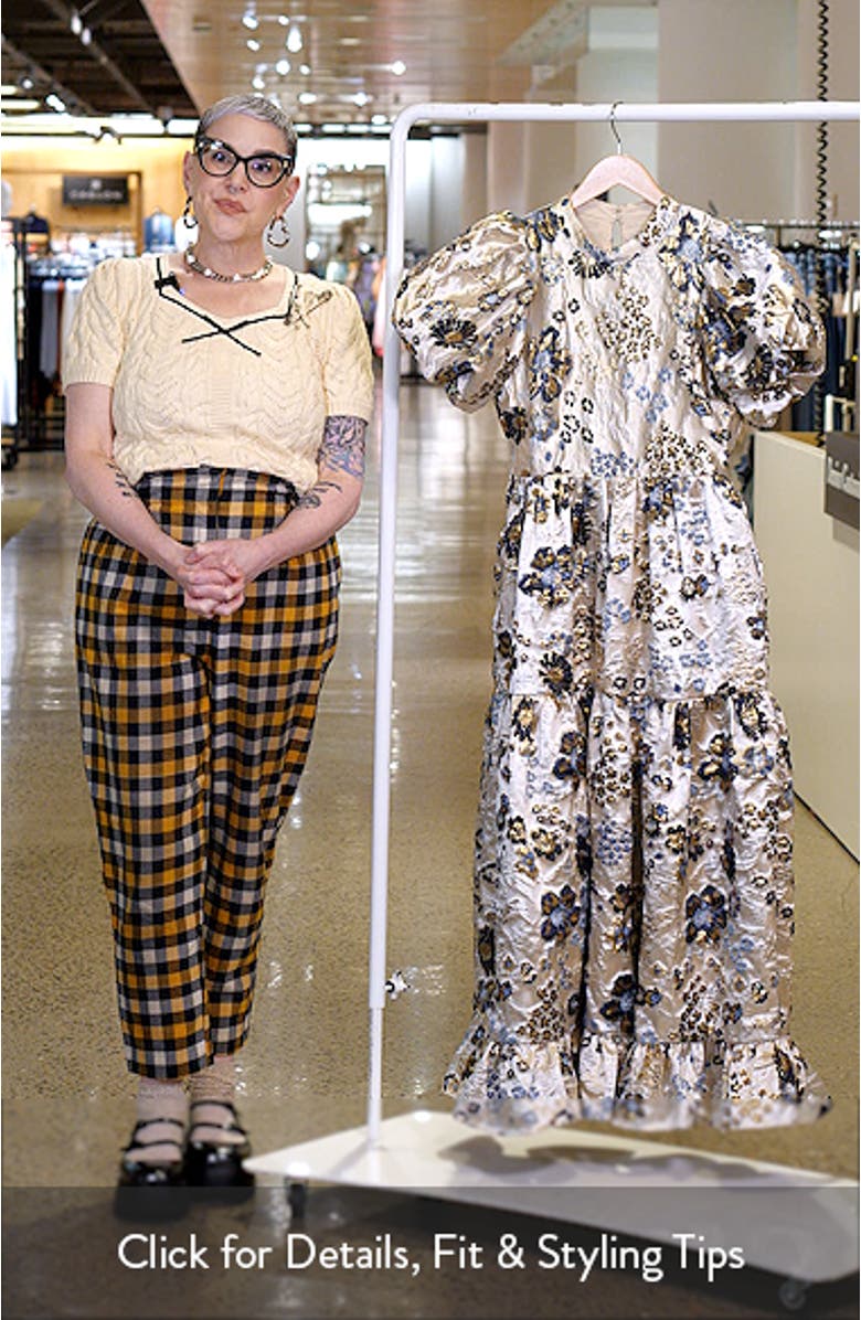 Sister Jane Carp Metallic Floral Puff Sleeve Maxi Dress