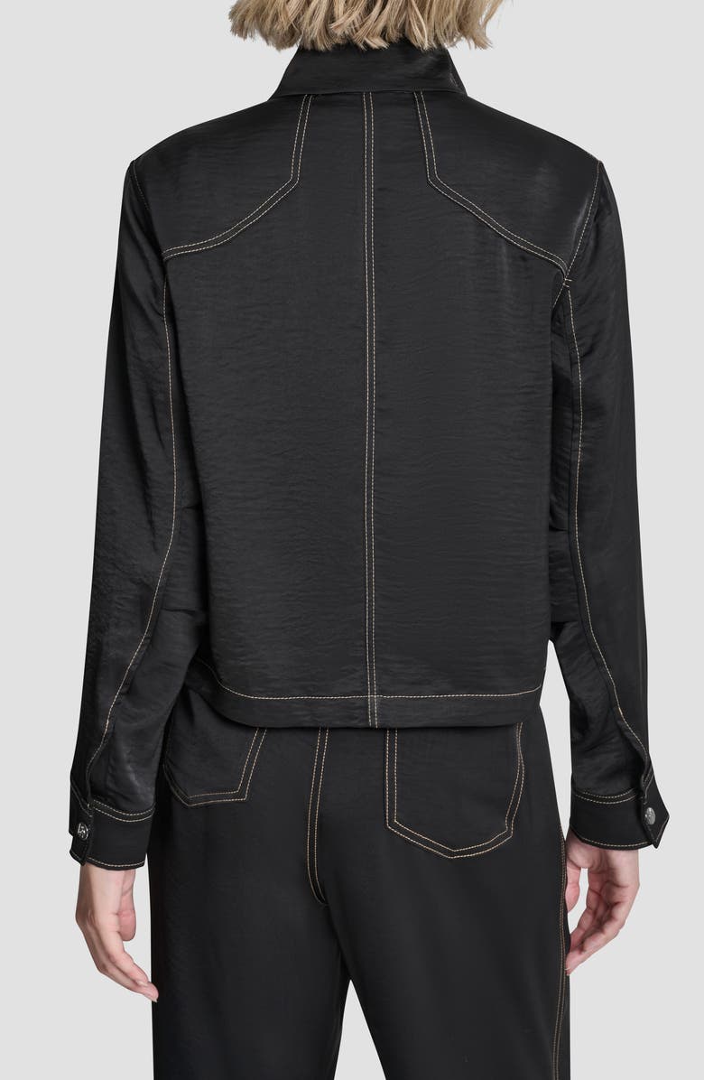 DKNY Topstitch Jacket, Alternate, color, Black