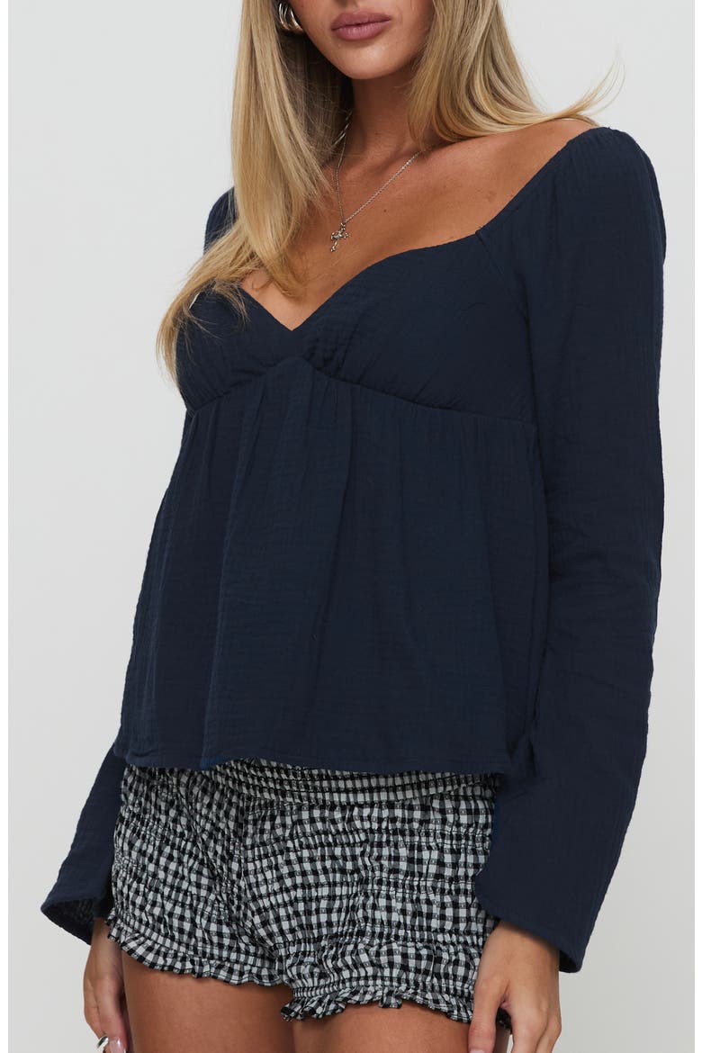 Khalea Long Sleeve Babydoll Top, Alternate, color, NAVY