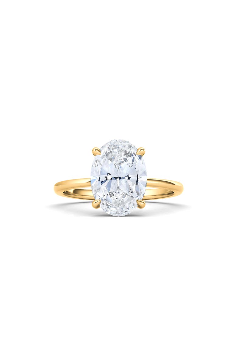 Oval Cut Lab Created Diamond Ring, Main, color, 3.00 CTW 18K YELLOW GOLD