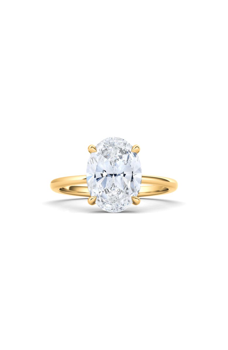 HauteCarat Oval Cut Lab Created Diamond Ring, Main, color, 2.00 Ctw 18K Yellow Gold