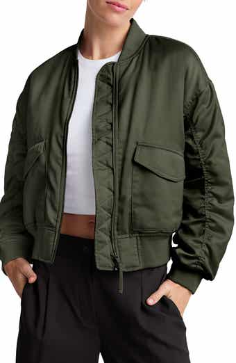 Melrose Shirred Sleeve Bomber Jacket