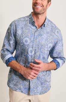 Blue Seas Medallion Paisley Print Button-Up Shirt