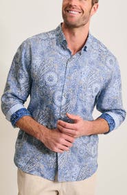Tommy Bahama Blue Seas Medallion Paisley Print Button-Up Shirt