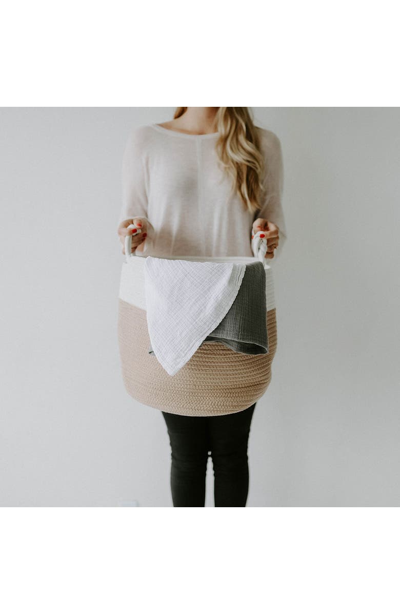 Parker Baby Co. Rope Storage Basket, Alternate, color, Brown And White