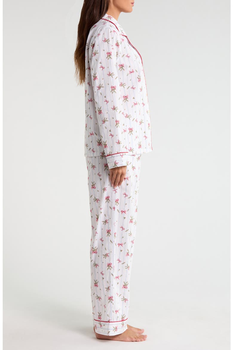 Classic Cotton Pajamas, Alternate, color, WHITE- BLUE MISTLETOE STRIPE