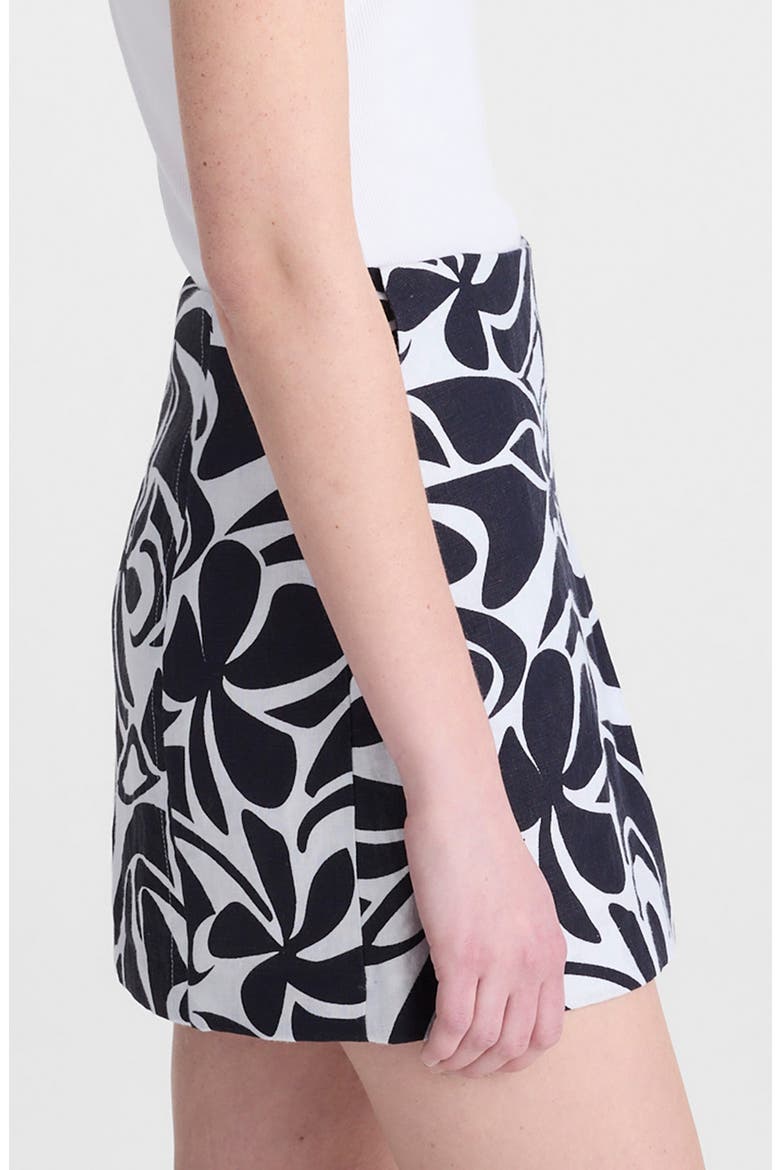 Pleated Linen Miniskirt, Alternate, color, WHITE MULTI