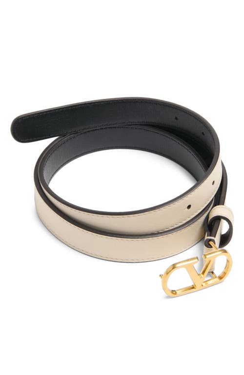 Valentino Garavani Vlogo Signature Belt In Shiny Calfskin 30 Mm Woman Ivory 095 In White Multi