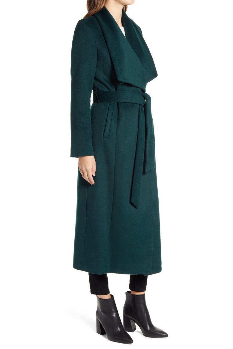 Slick Wool Blend Wrap Coat, Alternate, color, PETROLEUM