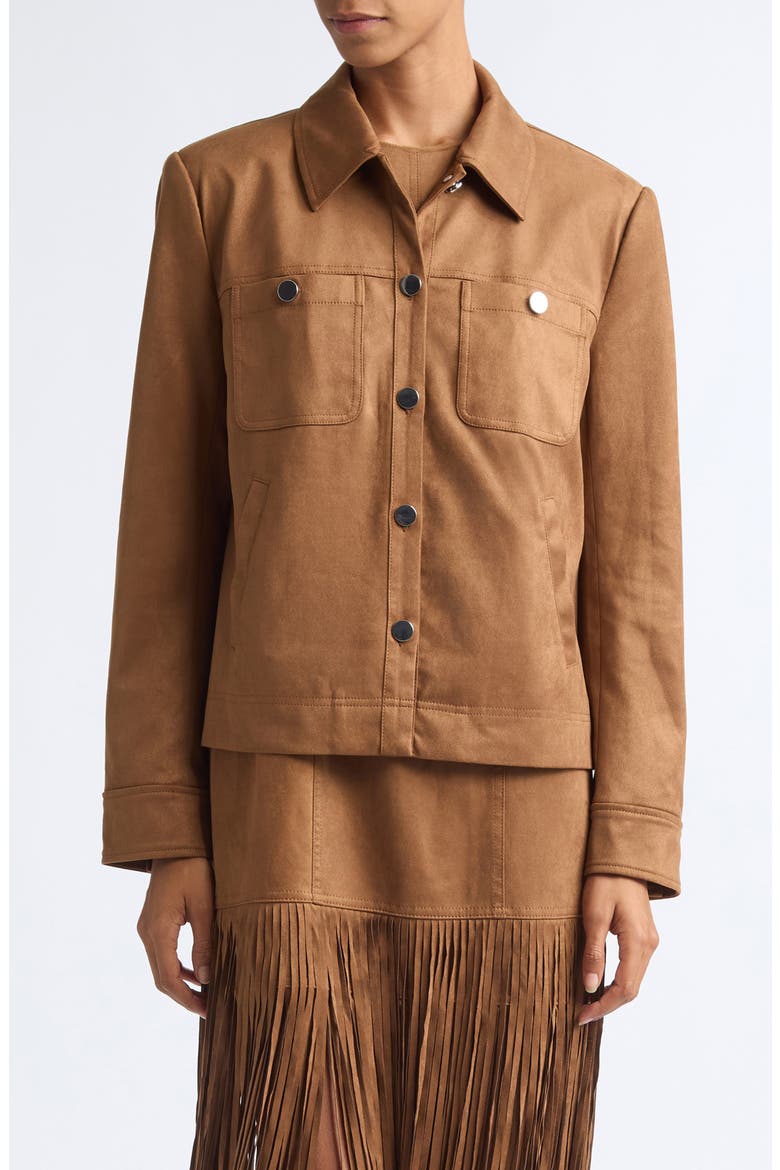 Isalya Faux Suede Button Front Jacket, Main, color, CEDAR