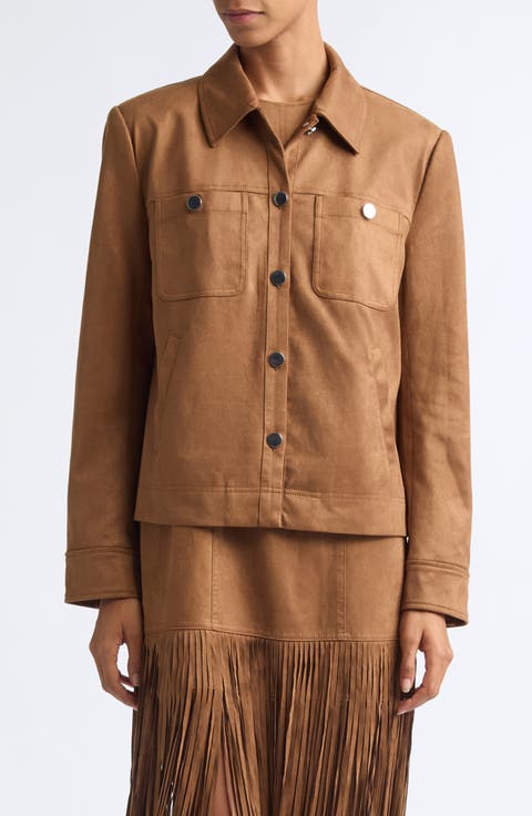 Isalya Faux Suede Button Front Jacket