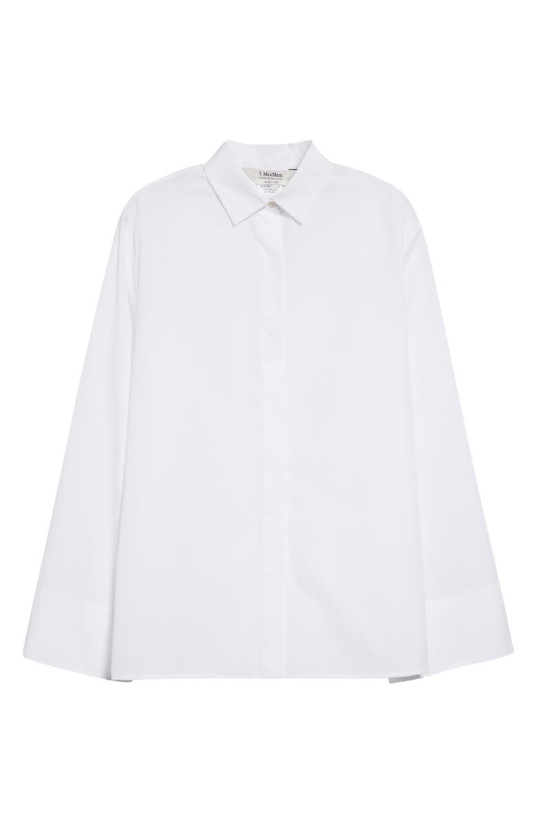 Max Mara Marte Lace Inset Button-Up Shirt, Alternate, color, Optical White