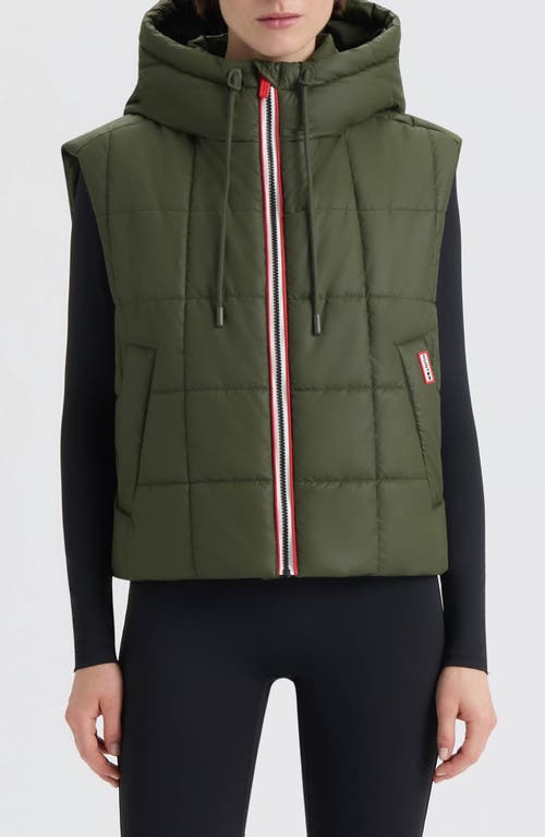 Hunter Lindsey Quilted Coated Water Repellent Vest In Green