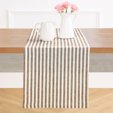 Linen Table Runner for Dining Table, Holiday and Everyday Table Decor - Amalfi Stripe