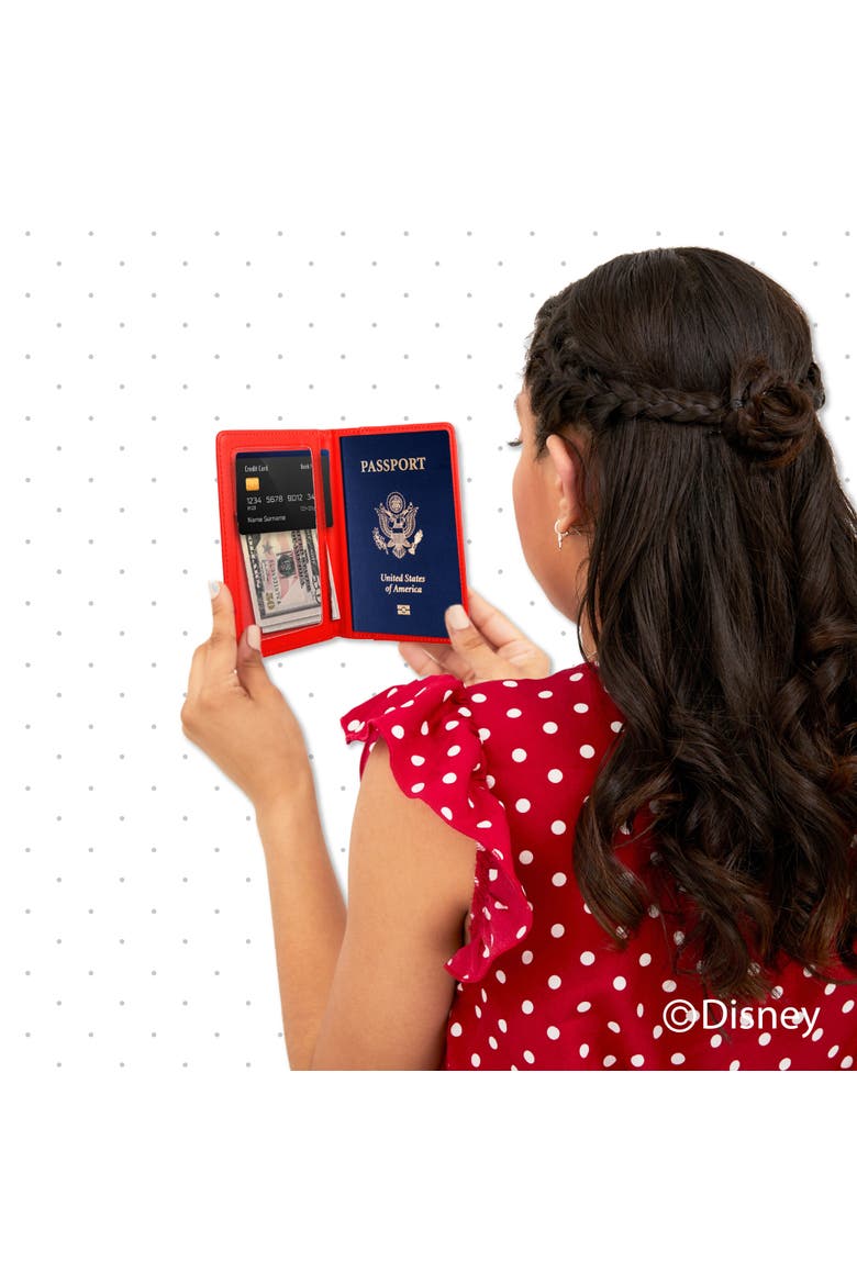 Mickey & Minnie Passport Holder, Alternate, color, White, red, black