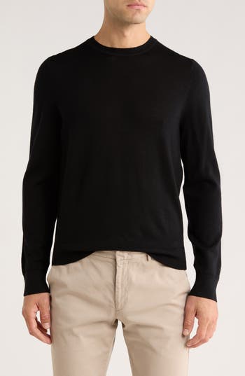 Nordstrom Washable Merino Wool Crewneck Sweater In Black