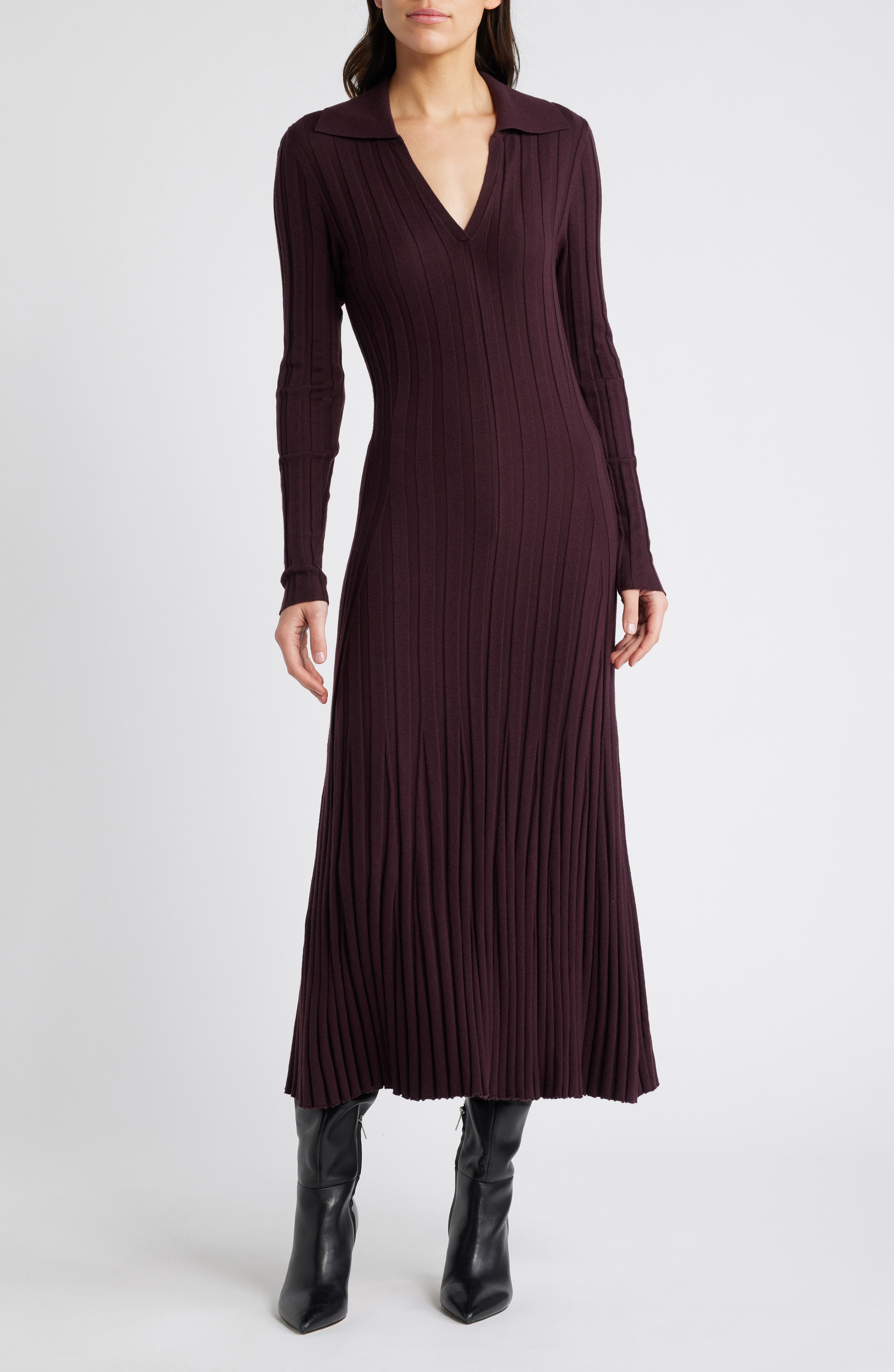 Reiss Winnie Rib Long Sleeve Sweater Dress