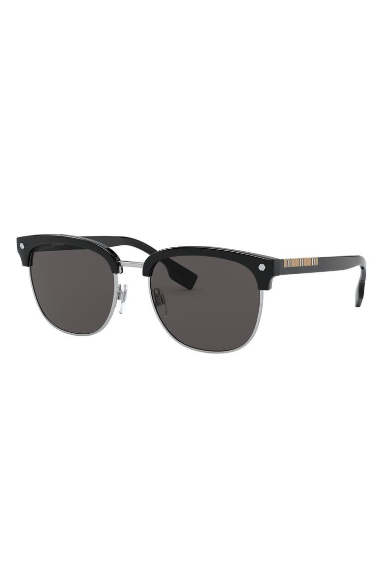 Burberry 55mm Browline Sunglasses, Alternate, color, 