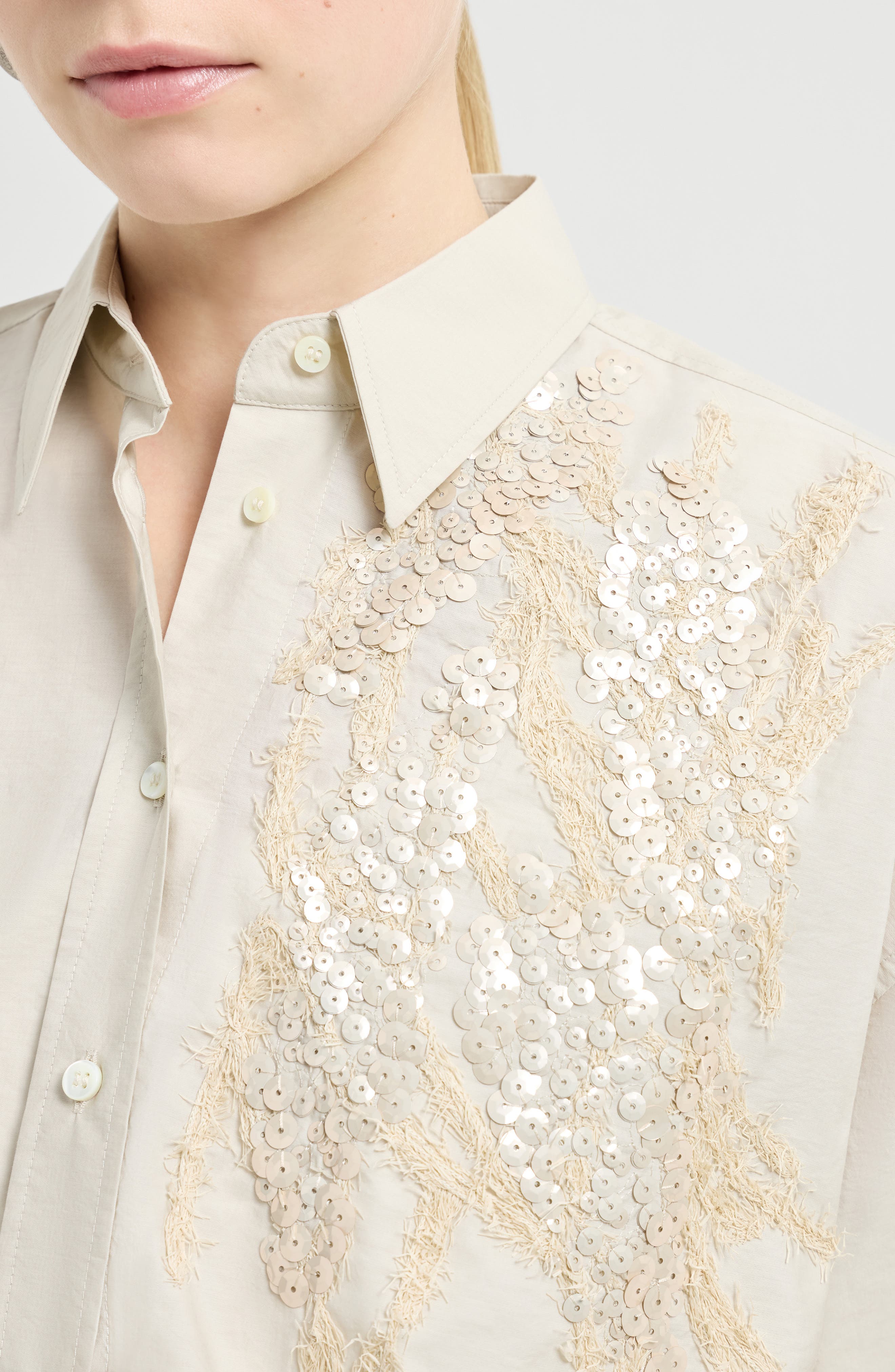 Brunello Cucinelli Shirt with dazzling seabed embroidery (Women ...