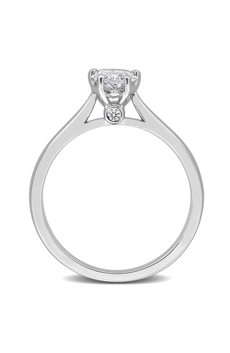 Created Forever Sterling Silver Lab Grown Pear Cut & Round Diamond Ring, Alternate, color, White