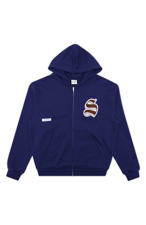 Students Qualifications Fleece Cotton Zip Hoodie In Blue