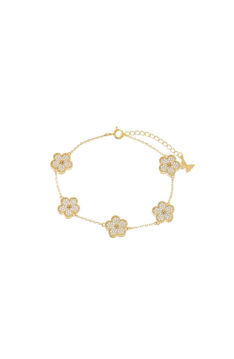 BY ADINA EDEN Multi Pave CZ 5 Leaf Clover Bracelet, Main, color, 