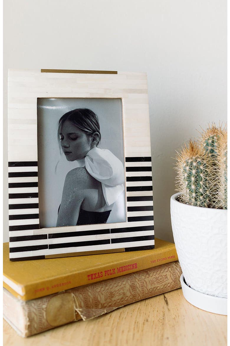 Mukhendu Stripe Black & White Picture Frame - Bone, Alternate, color, Black/White