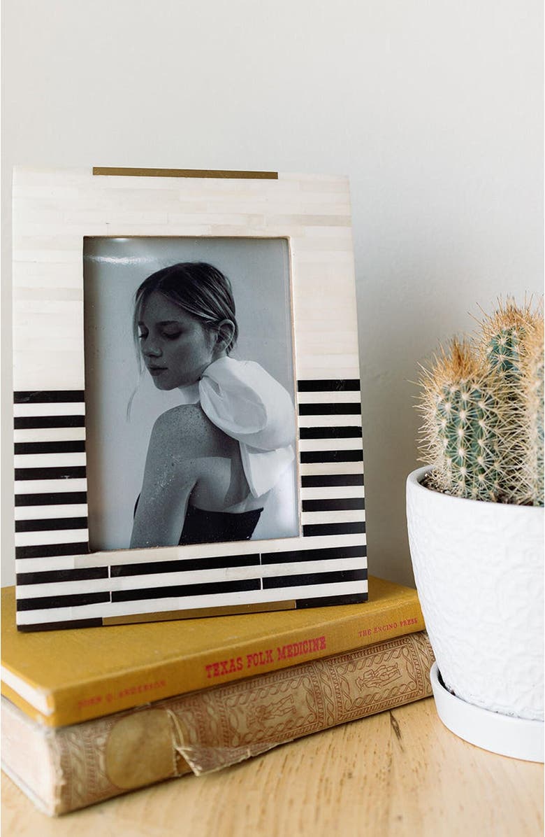 Matr Boomie Mukhendu Stripe Black & White Picture Frame - Bone, Alternate, color, Black/White