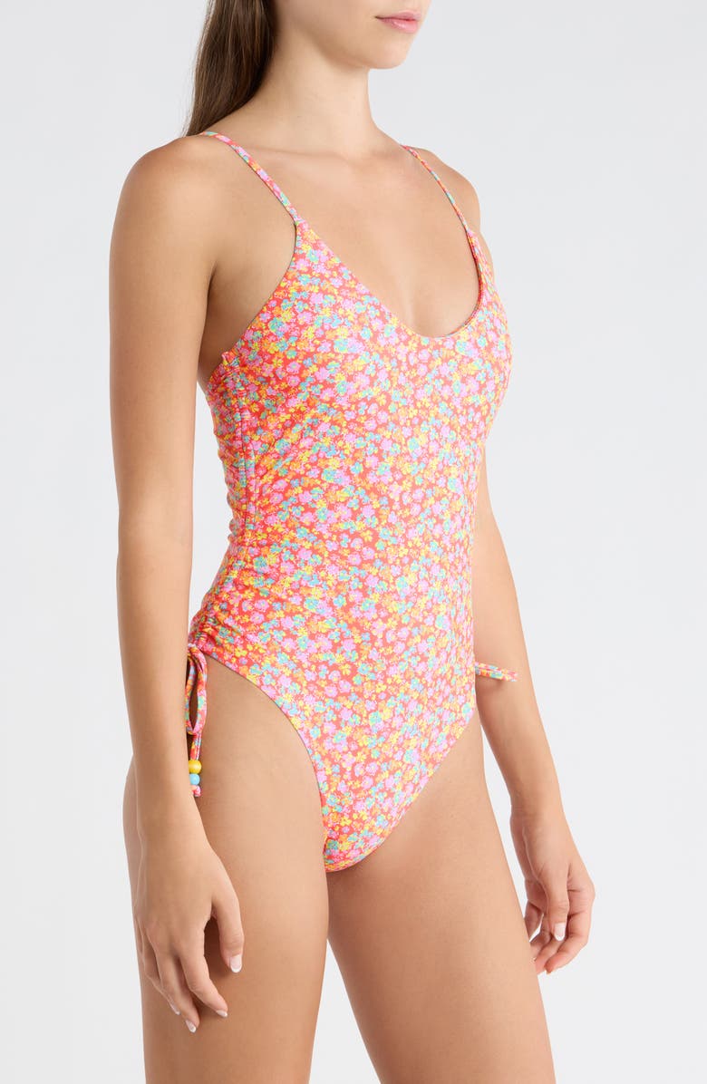 Kulani Kinis Ruched Cinched Tie One-Piece Swimsuit, Alternate, color, Bubble Pop