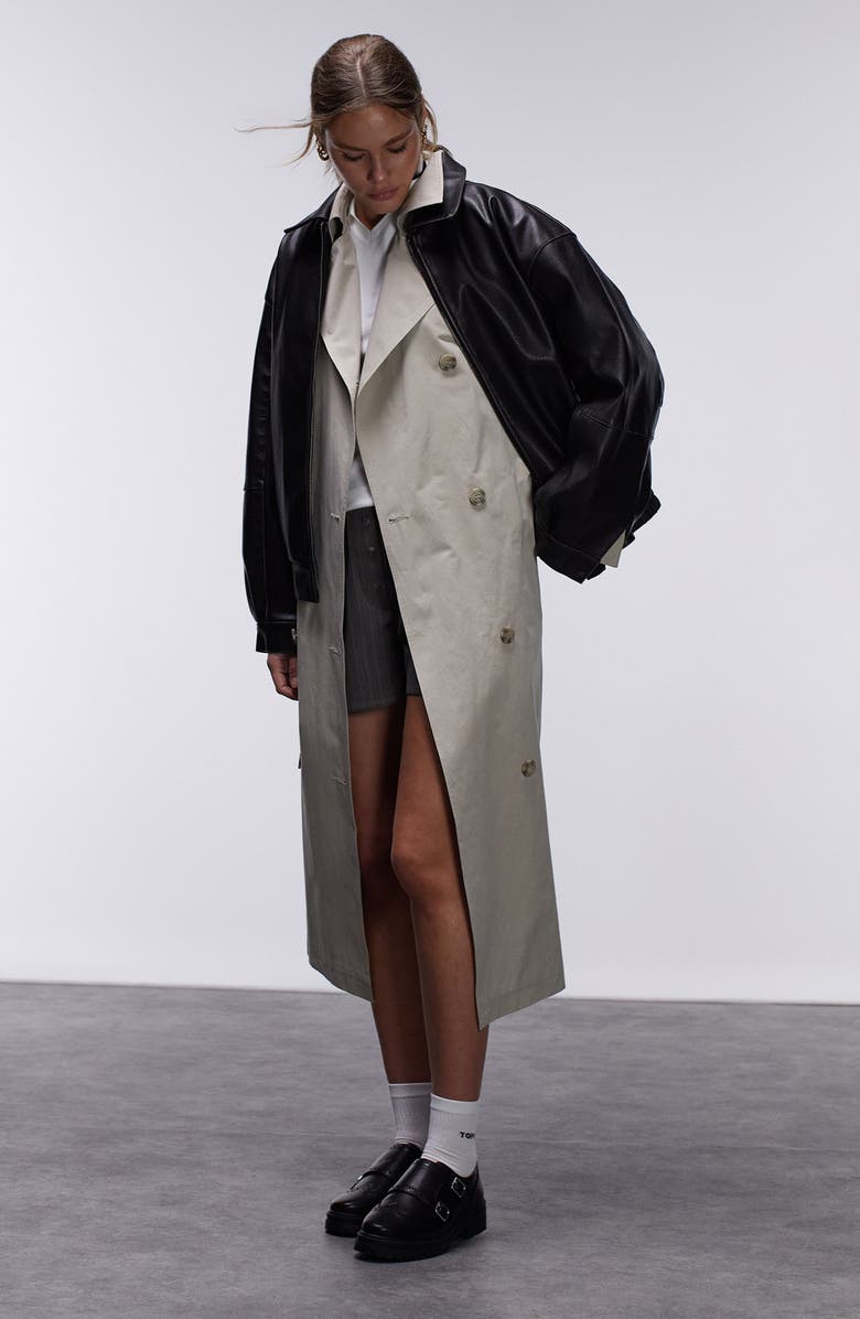 Topshop Faux Leather Bomber Jacket, Alternate, color, 