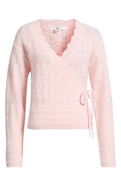 Pointelle Wrap Sweater