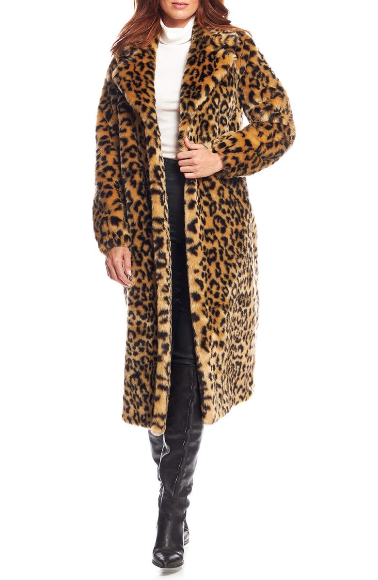 DONNA SALYERS FABULOUS FURS Roam Free Leopard Print Faux Fur Coat, Main, color,