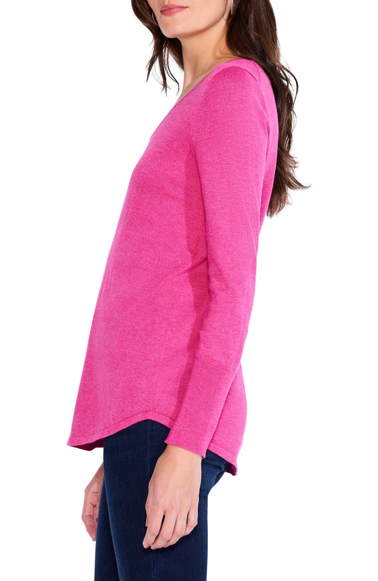 NIC+ZOE Vital V-Neck Sweater, Alternate, color, Shocking Pink
